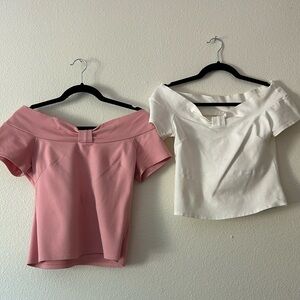 Lively Women’s Off the Shoulder Bow Front Short Sleeve Pinup Tops set of 2